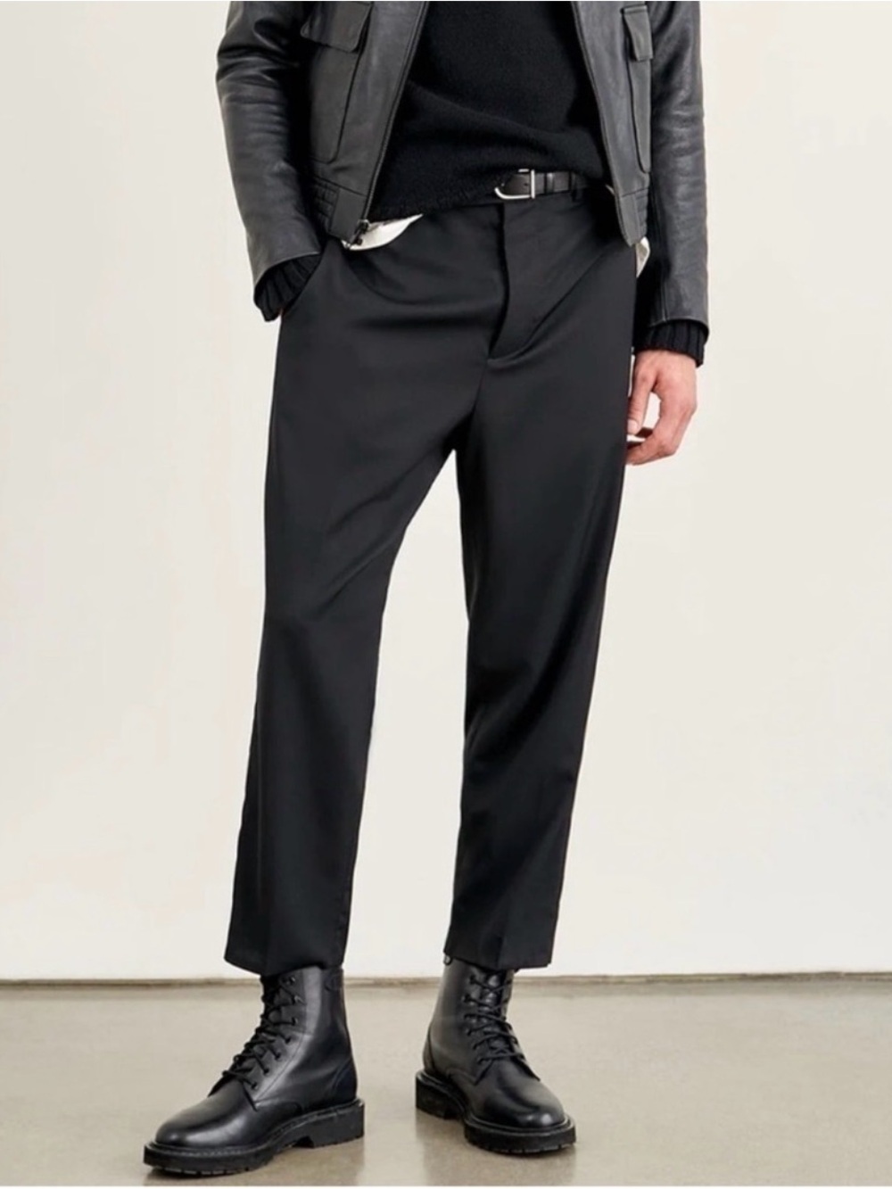 Nili Lotan Mens Tel Aviv Wool Black Pants Dropped Crouch Office size 32"